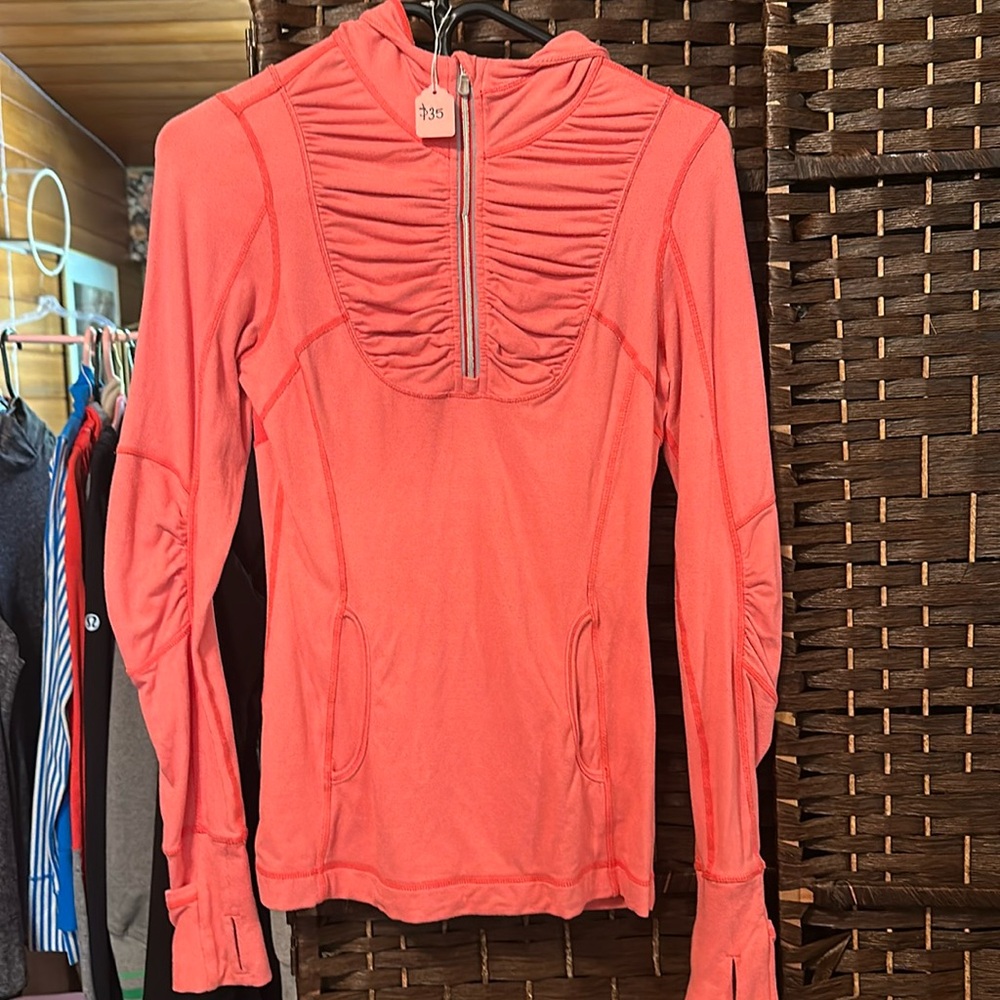 Women's Coral Zip-Up Top